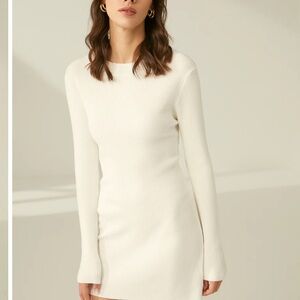 Commense White Long Sleeve Dress